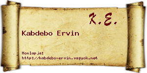 Kabdebo Ervin névjegykártya